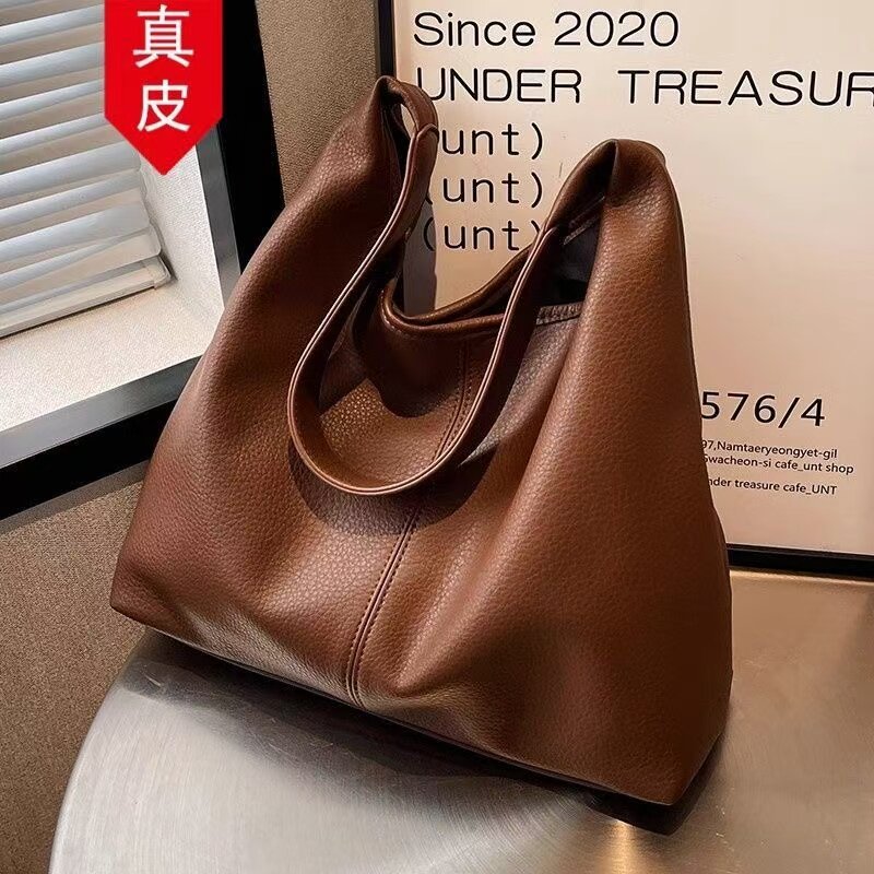 真皮女包2025新款大容量托特包高级感小众设计单肩腋下包