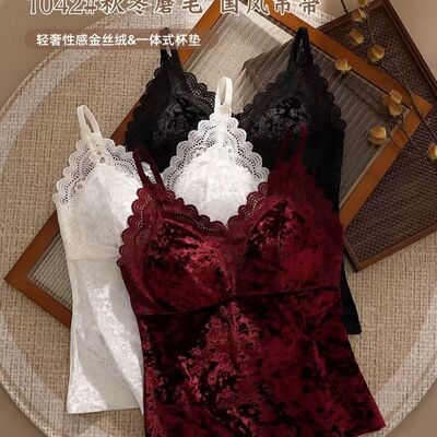 冬季金丝绒吊带背心打底