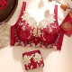 本命年红色文胸套装 结婚新娘内衣女小胸聚拢加厚无钢圈收副乳胸罩