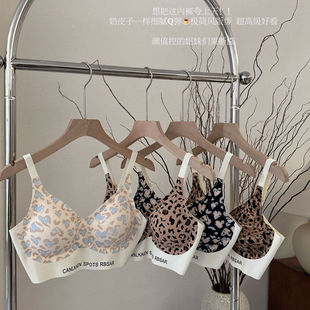 爆款豹纹奶皮子套装舒适性感支撑无痕内衣运动上托防震胸罩文胸
