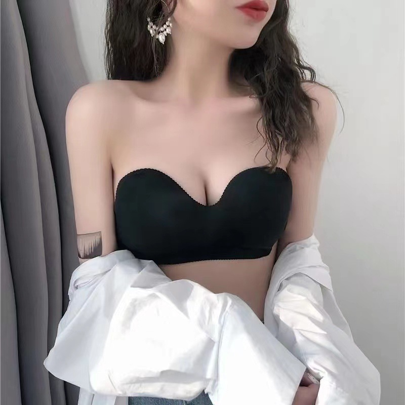 无肩带聚拢防滑内衣女薄款夏季抹胸式裹胸贴身美背文胸肩带可调节