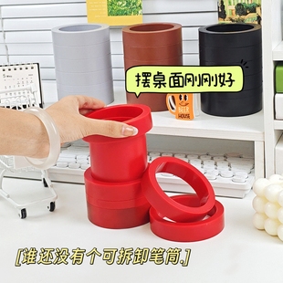 笔筒收纳盒桌面整理放笔放化妆刷办公室轻奢高级感复古风创意高颜值艺术感亚克力不占地方大容量超大稳固加厚