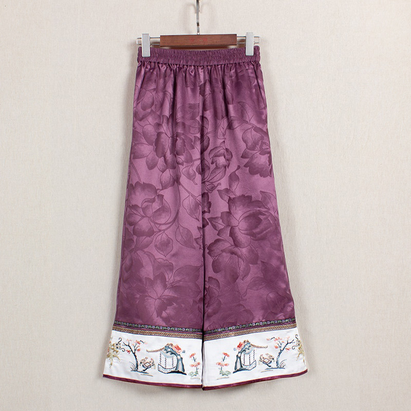 【沁园春下】复古新中式100%桑蚕丝香云纱中国风花边女士阔腿裤子,个性定制/设计服务/DIY,长裤加工定制,淘宝优惠券,粉丝福利购,淘宝优惠卷