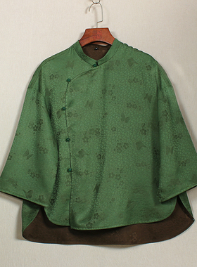 【成双】新中式纯手工香云纱100%桑蚕丝双面紫色短袖国风中国风