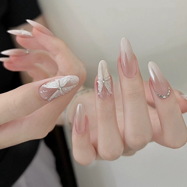 2025新款手工穿戴甲中长款裸色手绘立体蝴蝶美甲孕妇新娘美甲贴片,彩妆/香水/美妆工具,穿戴甲/甲片,淘宝优惠券,粉丝福利购,淘宝优惠卷