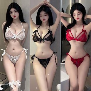 女内衣内裤 新款 纯欲火辣蕾丝文胸罩少女比基尼 套装 性感奶罩丁字裤
