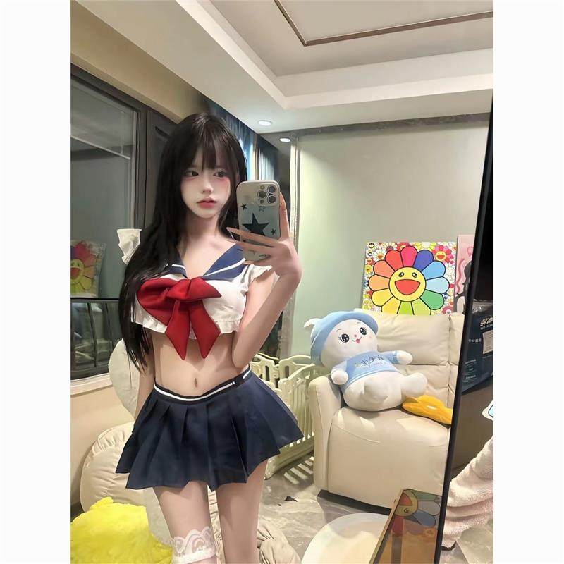JK制服性感网红学院风海军领超短裙日系百褶短裙高颜值水手服套装