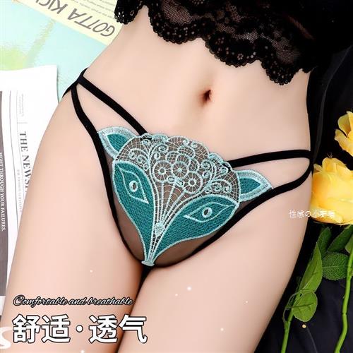 低腰性感绣花女士丁字裤透明网纱细带无痕内裤女火辣性感t裤大码