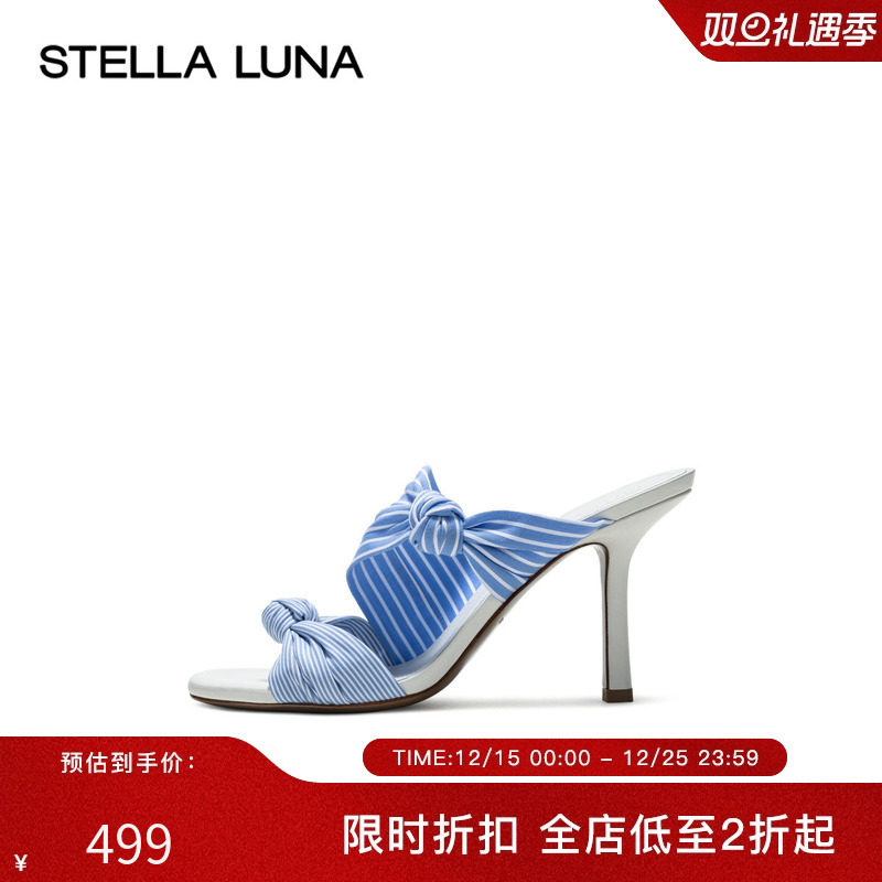 STELLA LUNA女鞋24SS官方新品凉鞋 KNOTFEST系列扭结装饰高跟凉拖