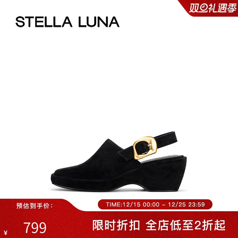 STELLALUNA坡跟勃肯鞋方头