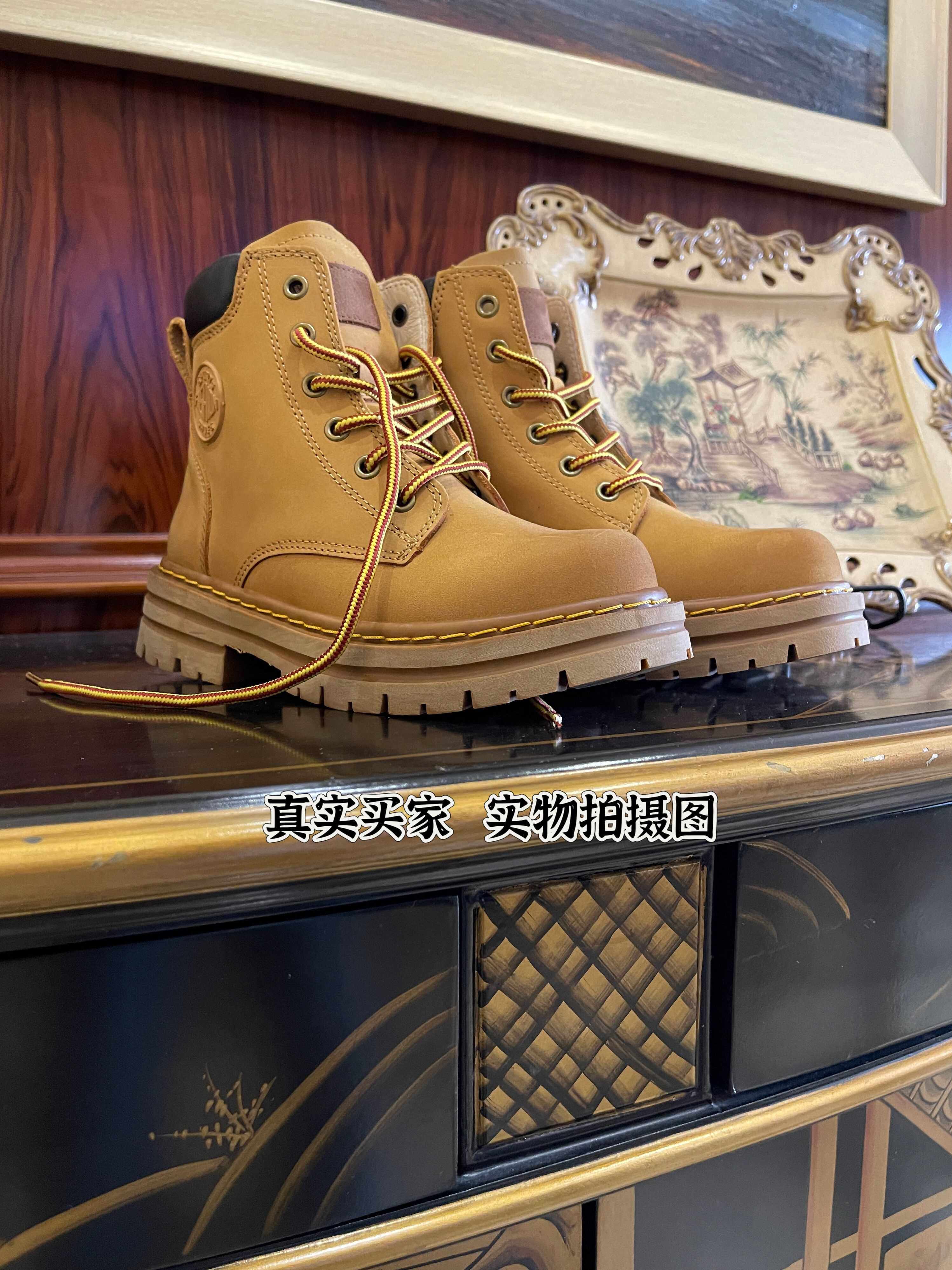 头层牛皮马丁靴女2023新款夏季真皮女款秋冬厚底大黄蜂短靴大黄靴