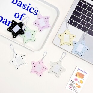 五角星一寸证件照卡套学生证件照片相框书包小挂件钥匙扣覆膜套