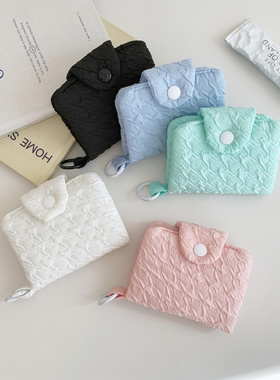 Hisocute夏日少女甜美简约卡包学生按扣挂件零钱包可爱云朵小钱包