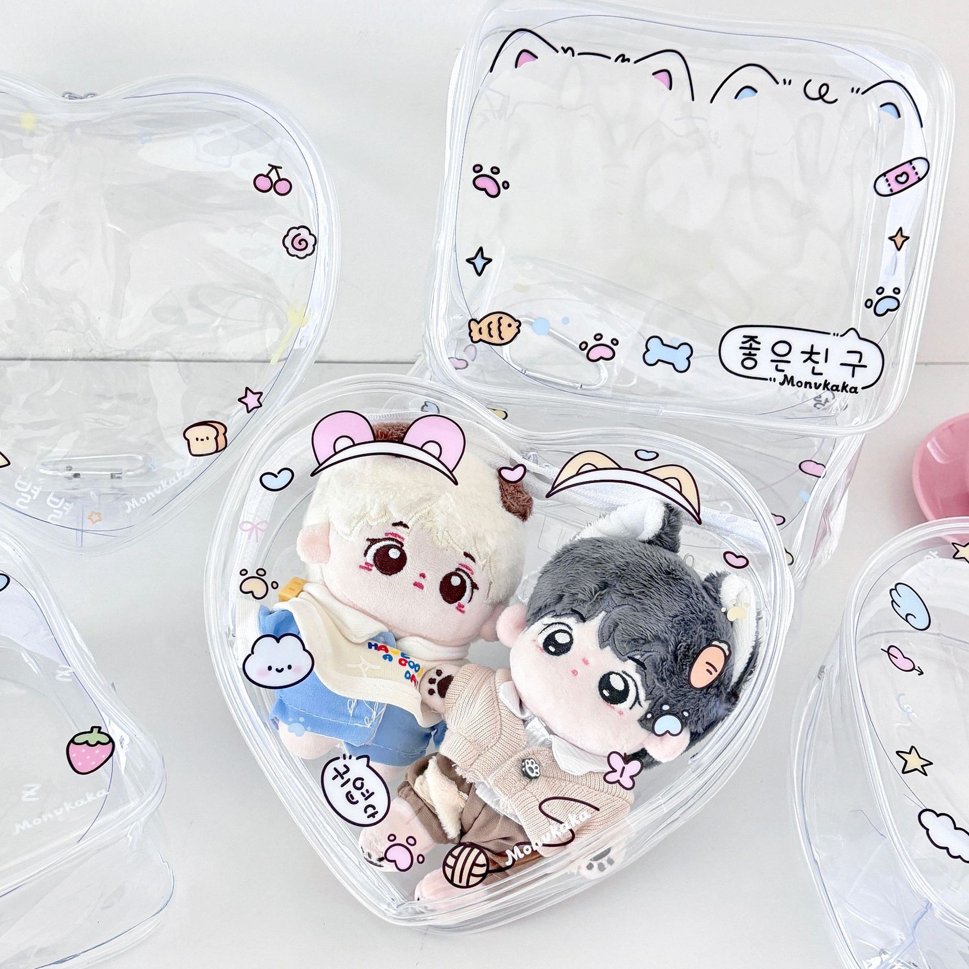 爱心双娃包拉链袋娃包pvc收纳袋