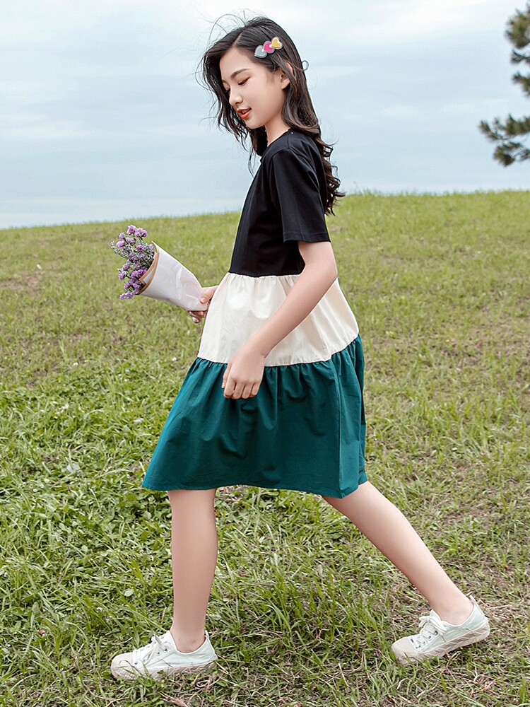 胖女童连衣裙夏中大童宽松加肥12女孩大码超洋气韩版15岁儿童裙子