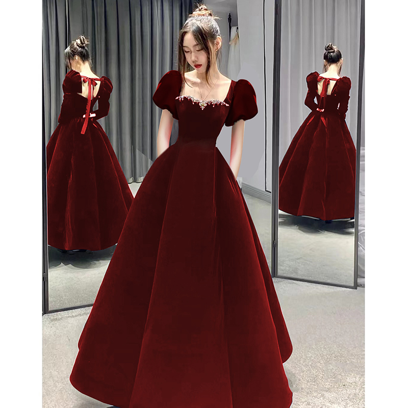  Red short -sleeved long dress length 145 qi (including skirts)+2XL   + $1.58 