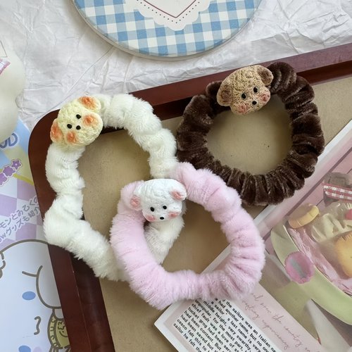 可爱咖色小狗毛绒发圈甜美可爱