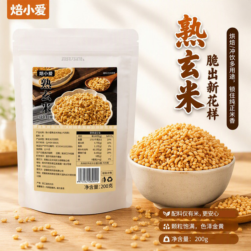 熟玄米200g烘焙专用马卡龙蛋糕炒玄米牛轧糖雪花酥糯米船香脆原料图片