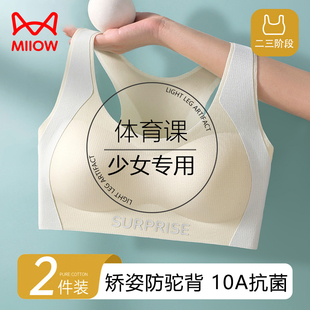 猫人少女内衣青春发育期初中高中学生运动防震二三阶段女大童文胸