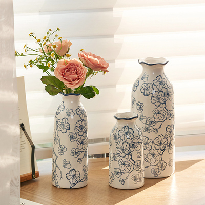 青花瓷花瓶陶瓷小口细长款水养