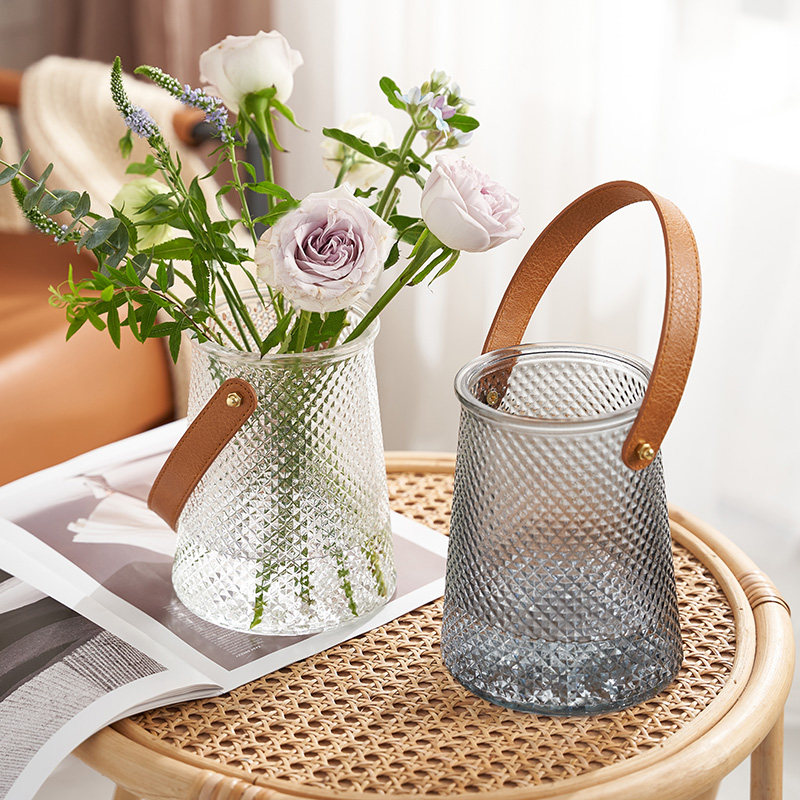 轻奢创意皮革手提花瓶玻璃水养插花玫瑰百合客厅餐桌装饰摆件网红,鲜花速递/花卉仿真/绿植园艺,花瓶,淘宝优惠券,粉丝福利购,淘宝优惠卷