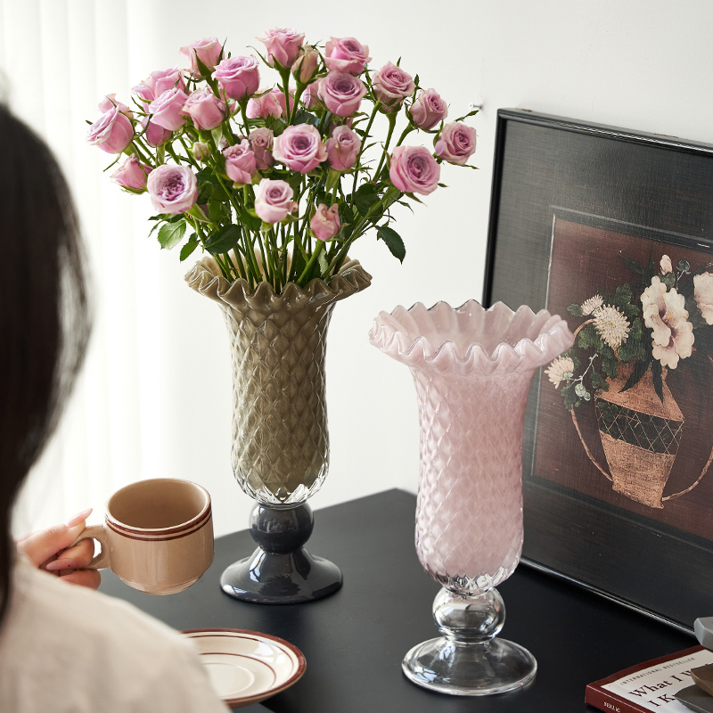 高脚琉璃花瓶轻奢风法式复古客厅