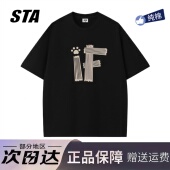 复古高街休闲宽松情侣t恤 男女夏季 STA旗舰店美式 潮牌重磅纯棉短袖