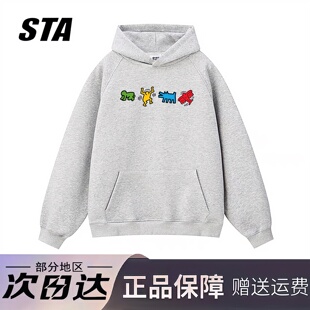 STA旗舰店美式潮牌趣味小众设计感连帽卫衣男女秋冬季纯棉外套