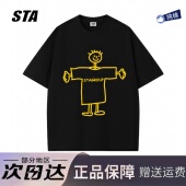 男女夏季 STA旗舰店美式 卡通拥抱笑脸印花短袖 潮牌重磅纯棉情侣T恤