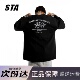 STA旗舰店马年限定美式 卫衣男女潮牌复古高街重磅纯棉黑色情侣t恤
