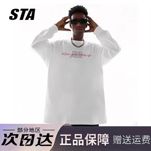 STA旗舰店美式 男女潮牌复古高街重磅纯棉情侣卫衣 字母印花长袖