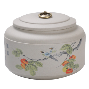 吉祥缘 复古粗陶茶叶罐子陶瓷中号储藏罐密封罐普洱半斤装醒茶罐