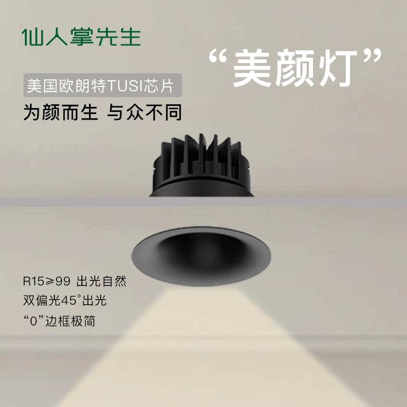 仙人掌先生镜前美颜灯嵌入式卫生间浴室双偏光防水极简风超薄射灯