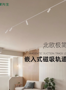 仙人掌先生白色嵌入式磁吸轨道灯客厅无主灯照明泛光灯射灯格栅灯