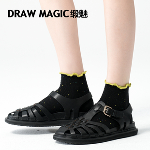 夏天日系彩点纱时尚撞色木耳边圆点波点袜子女短袜夏季薄款短筒袜