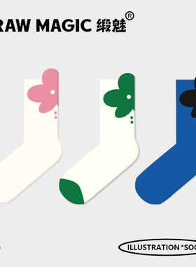 凸凸花朵袜子女中筒袜春夏款白色ins潮小花韩版日系可爱春秋长袜