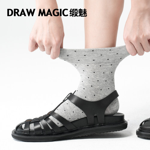 时尚韩系春秋袜子女中筒袜简约芭蕾风日系波点miu系灰色短筒袜棉