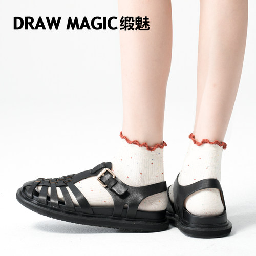 夏天日系彩点纱时尚撞色木耳边圆点波点袜子女短袜夏季薄款短筒袜