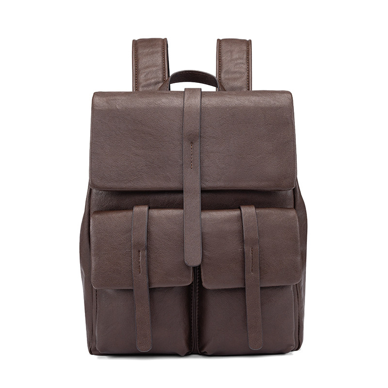 爵仕东尼真皮双肩包男士大容量多口袋休闲商务背包