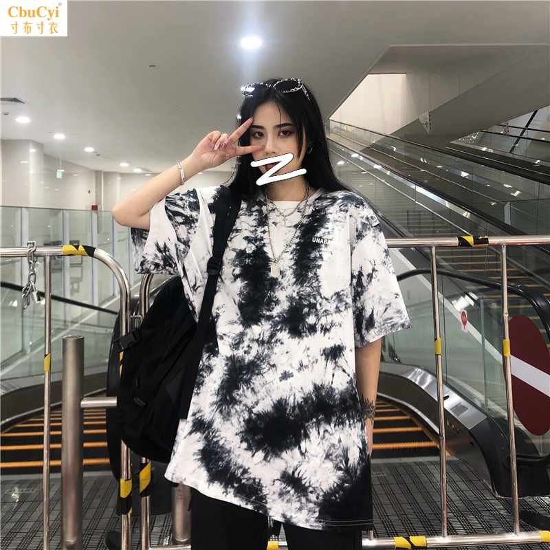 INS原宿风嘻哈渐变扎染情侣装小众设计感上衣宽松短袖T恤女夏|msdalam kategori Butik wanita / wanita, baju-T - dari Buy2taobao.com untuk memberikan perkhidmatan ejen Taobao profesional membeli