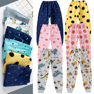 儿童睡裤纯棉薄款男童秋裤女童单条线裤恐龙家居裤全棉小男孩裤子