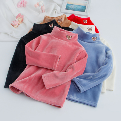 男女童中高领保暖上衣长袖双面绒