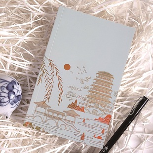 烫金高颜值旅行盖章本原装正版国风笔记本A5国潮风软皮记事本高档礼品笔记本旅行盖章收集本集章册空白横线页