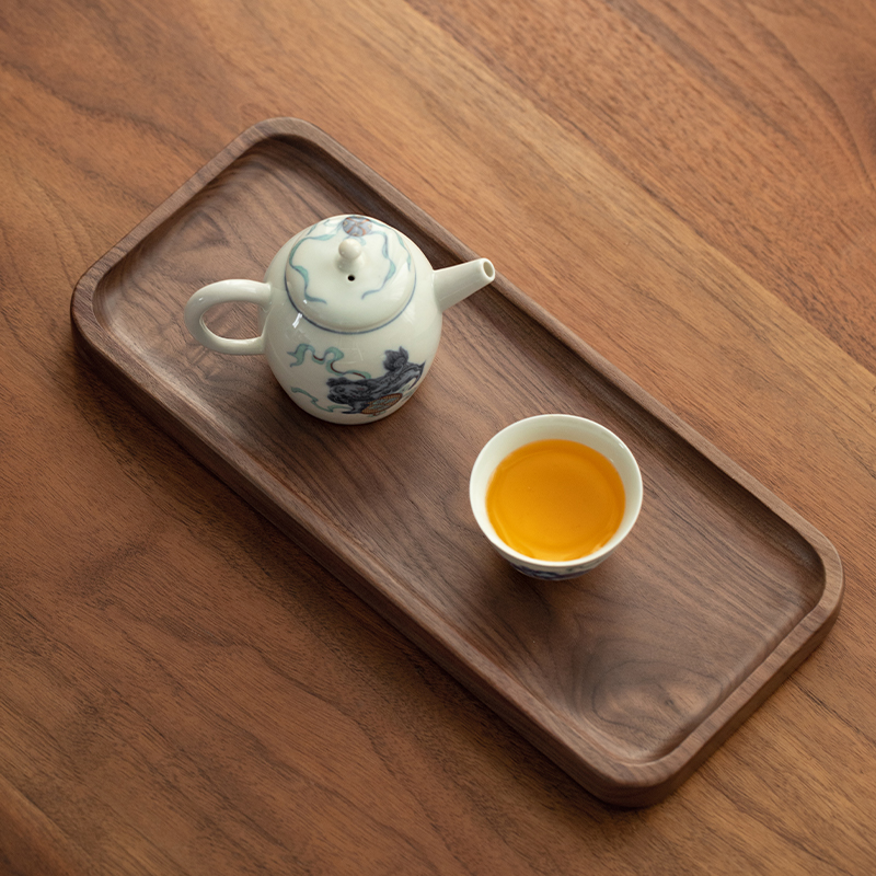 胡桃木托盘茶盘家用实木长方形茶具收纳盘杯子放置盘放茶壶的托盘