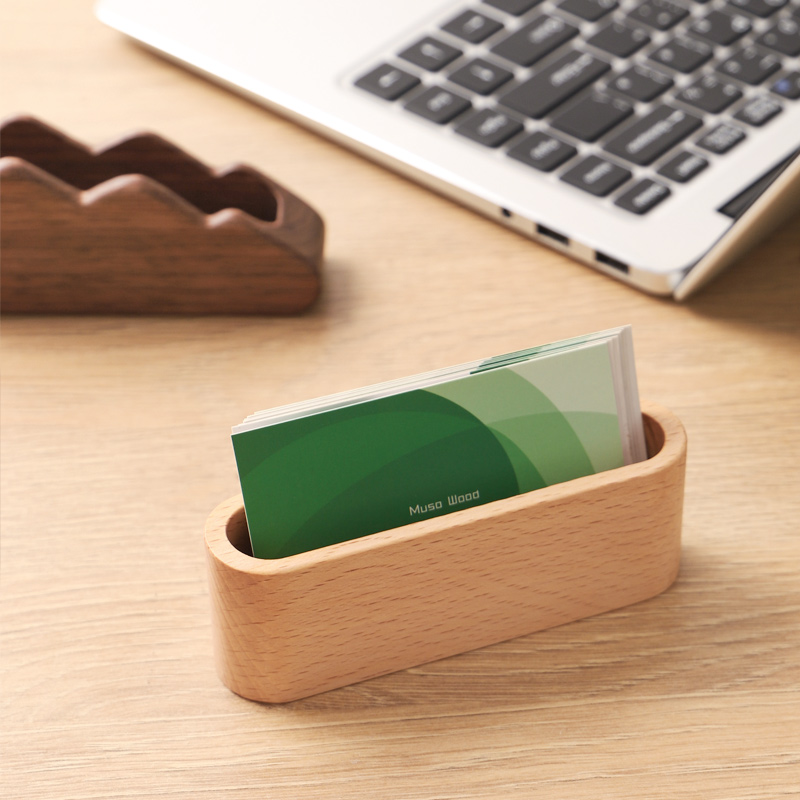 实木名片盒黑胡桃木高档商务名片收纳盒木质创意简约大容量展会台