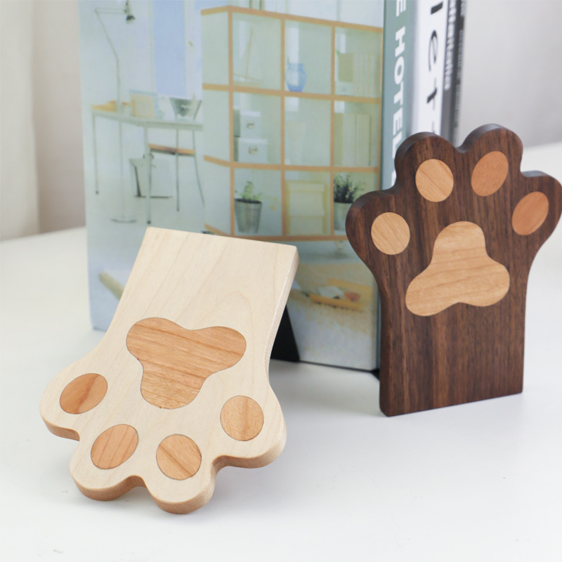 实木猫爪桌面收纳置物书立黑胡桃木书档木制书挡桌上书架木质书撑