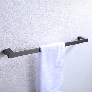 德国枪灰色304不锈钢单杆毛巾架卫生间浴室五金挂件黑色毛巾架