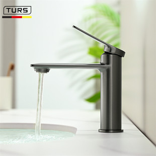 德国全铜枪灰色冷热面盆水龙头卫生间台盆洗手盆洗脸池洗漱台龙头