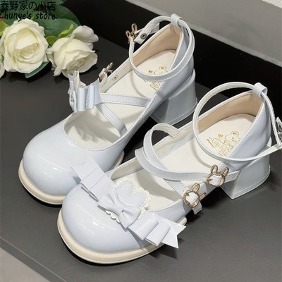 可爱夏原创中跟圆头单鞋春野家