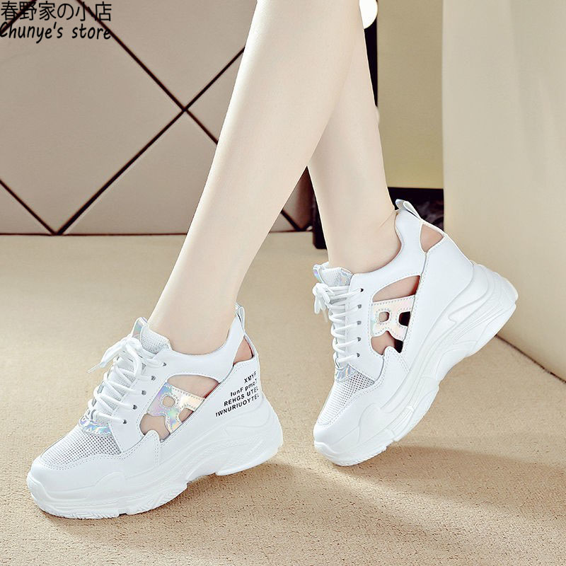 网面内增高凉鞋女2025夏季春野家